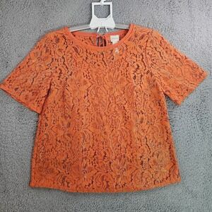 Chico's Top Blouse Women Size 0 Floral Lace‎ Overlay w Inner Tank Top  - 0
